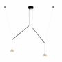 Hanging lights - ABSIDIOLA mini moving hanging lamp with 2 alabaster/ceramic shades - LUXCAMBRA