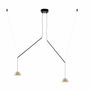 Hanging lights - ABSIDIOLA mini moving hanging lamp with 2 alabaster/ceramic shades - LUXCAMBRA
