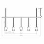 Hanging lights - KAN linear hanging lamp in white with 5 shades in cotonet sand - LUXCAMBRA