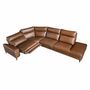 Sofas - Right chaise longue relaxation sofa in tobacco brown leather - ANGEL CERDÁ