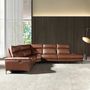 Sofas - Right chaise longue relaxation sofa in tobacco brown leather - ANGEL CERDÁ