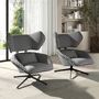 Armchairs - Fauteuil pivotant en tissu noir et blanc - ANGEL CERDÁ
