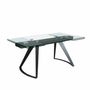 Tables Salle à Manger - Table à manger extensible rectangulaire en verre trempé et acier noir - ANGEL CERDÁ