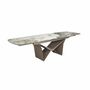 Dining Tables - Oval barrel-shaped extendable dining table in porcelain marble and cha - ANGEL CERDÁ