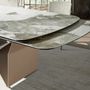 Dining Tables - Oval barrel-shaped extendable dining table in porcelain marble and cha - ANGEL CERDÁ