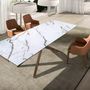 Dining Tables - Rectangular extendable dining table in porcelain marble and walnut - ANGEL CERDÁ