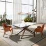 Dining Tables - Rectangular extendable dining table in porcelain marble and walnut - ANGEL CERDÁ