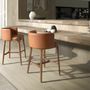 Stools - Brown leatherette stool - ANGEL CERDÁ