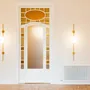 Wall lamps - LYMINGTON wall lamp with opalised globe and black/gold structure - LUXCAMBRA