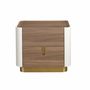 Night tables - Bedside table walnut, beige, golden polished steel and walnut top - ANGEL CERDÁ
