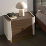 Night tables - Bedside table walnut, beige, golden polished steel and walnut top - ANGEL CERDÁ