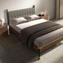 Night tables - Bedside table walnut, beige, golden polished steel and walnut top - ANGEL CERDÁ