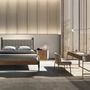 Night tables - Bedside table walnut, beige, golden polished steel and walnut top - ANGEL CERDÁ