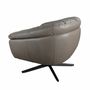 Fauteuils - Fauteuil pivotant en cuir gris - ANGEL CERDÁ