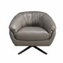 Fauteuils - Fauteuil pivotant en cuir gris - ANGEL CERDÁ