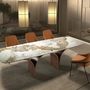 Tables Salle à Manger - Rectangular extending dining table in porcelain marble and walnut effe - ANGEL CERDÁ