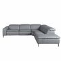 Sofas - Right chaise longue relaxation sofa in grey leather - ANGEL CERDÁ