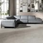 Sofas - Right chaise longue relaxation sofa in grey leather - ANGEL CERDÁ
