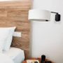 Wall lamps - MATRIX wall lamp in black with white cotton and white shade - LUXCAMBRA