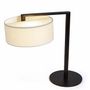 Lampes de table - MATRIX lampe à poser en noir avec abat-jour en cotonet blanc - LUXCAMBRA
