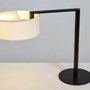 Lampes de table - MATRIX lampe à poser en noir avec abat-jour en cotonet blanc - LUXCAMBRA