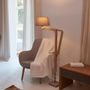 Floor lamps - THEA floor lamp in iron and beech wood and lampshade in grey cotonet - LUXCAMBRA