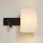Wall lamps - TORSO wall lamp with reader in black and cotonet shade - LUXCAMBRA
