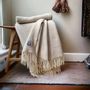 Throw blankets - Wool blanket plaid, Diamond Beige - WOOL ONLY BY JOWOLLINA