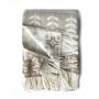 Throw blankets - Wool blanket plaid "Folklore floral" , taupe - WOOL ONLY BY JOWOLLINA