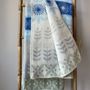 Throw blankets - Wool blanket plaid, Folklore floral Blue - WOOL ONLY BY JOWOLLINA