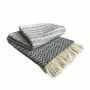 Throw blankets - Jacquard Wool blanket plaid, Zig-Zag-Wave, anthracite/grey - WOOL ONLY BY JOWOLLINA