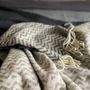 Throw blankets - Jacquard Wool blanket plaid, Zig-Zag-Wave, anthracite/grey - WOOL ONLY BY JOWOLLINA