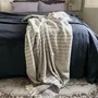 Throw blankets - Jacquard Wool blanket plaid, Zig-Zag-Wave, anthracite/grey - WOOL ONLY BY JOWOLLINA