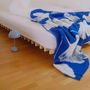 Throw blankets - Wool blanket plaid, Ginkgo Princess Blue - WOOL ONLY BY JOWOLLINA