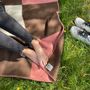 Plaids - Plaid couverture en laine, Carré Tricolore Faded Rose-Brownie - WOOL ONLY BY JOWOLLINA