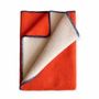 Throw blankets - Wool blanket plaid, Neon Orange - WOOL ONLY BY JOWOLLINA