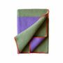 Plaids - Plaid couverture en laine, Carré Tricolore Lilas Vert - WOOL ONLY BY JOWOLLINA