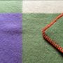Plaids - Plaid couverture en laine, Carré Tricolore Lilas Vert - WOOL ONLY BY JOWOLLINA