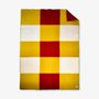 Plaids - Plaid couverture en laine, Carré Tricolore Piment Moutarde Épicé - WOOL ONLY BY JOWOLLINA