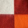 Throw blankets - Wool blanket plaid, Tricolor Square Papaya Chili - WOOL ONLY BY JOWOLLINA