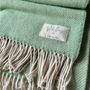 Throw blankets - Wool blanket plaid, Herringbone Mint Natural - WOOL ONLY BY JOWOLLINA