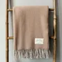 Plaids - Plaid couverture en laine, Herringbone Camel Naturel - WOOL ONLY BY JOWOLLINA