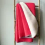 Throw blankets - Wool blanket plaid, Coral - WOOL ONLY BY JOWOLLINA