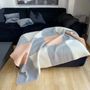 Plaids - Plaid couverture en laine, Carré Tricolore Gris Pêche - WOOL ONLY BY JOWOLLINA