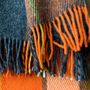 Throw blankets - Wool blanket plaid, Tartan Orange Anthracite - WOOL ONLY BY JOWOLLINA