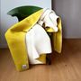 Throw blankets - Wool blanket plaid, Spicy Mustard Teddy - WOOL ONLY BY JOWOLLINA
