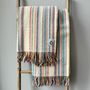 Throw blankets - Wool blanket plaid, Stripe Off White Colorful - WOOL ONLY BY JOWOLLINA