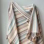 Throw blankets - Wool blanket plaid, Stripe Off White Colorful - WOOL ONLY BY JOWOLLINA