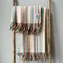 Throw blankets - Wool blanket plaid, Stripe Off White Colorful - WOOL ONLY BY JOWOLLINA