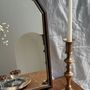 Miroirs - Petit miroir arrondi, cadre en bois, encadrement doré H49,5 - OFFICE OBJETS